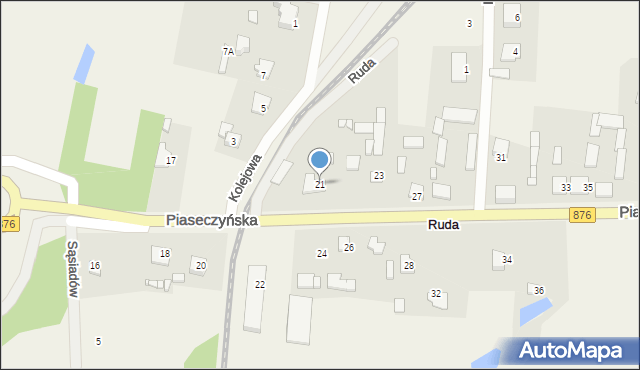 Ruda, Piaseczyńska, 21, mapa Ruda