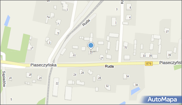 Ruda, Piaseczyńska, 23, mapa Ruda