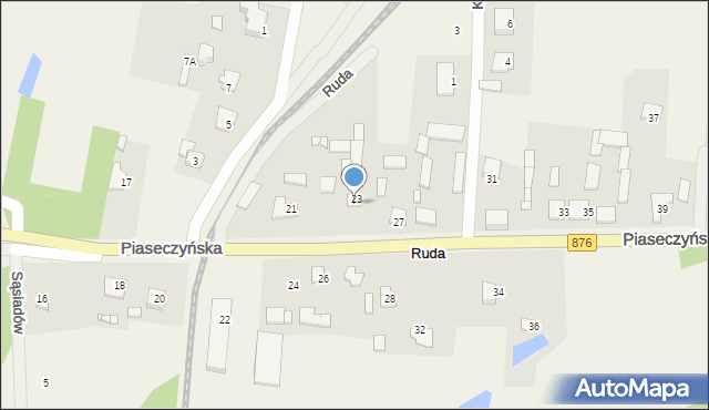 Ruda, Piaseczyńska, 25, mapa Ruda