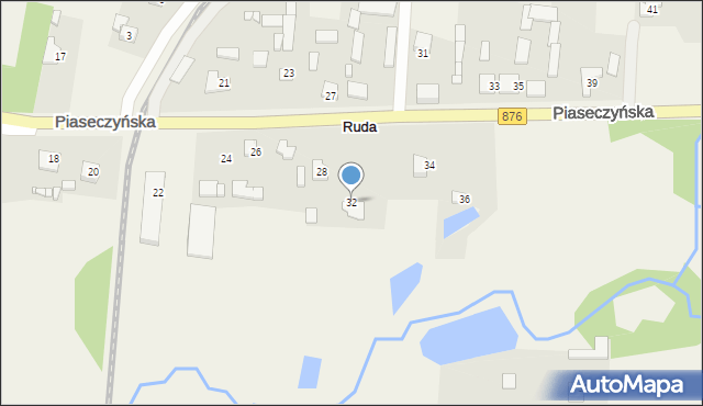 Ruda, Piaseczyńska, 32, mapa Ruda