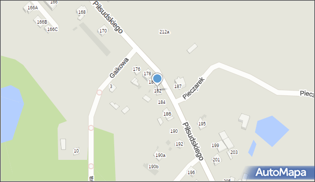 Ruda Śląska, Piłsudskiego Józefa, marsz., 182, mapa Rudy Śląskiej