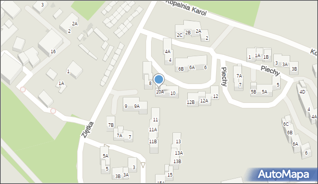 Ruda Śląska, Piechy Ludwika, 10A, mapa Rudy Śląskiej