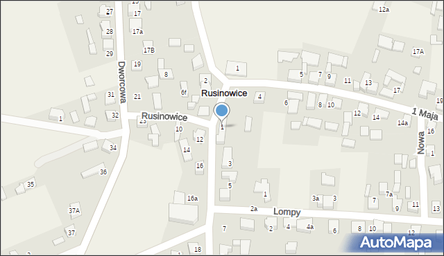 Rusinowice, Piaskowa, 1, mapa Rusinowice