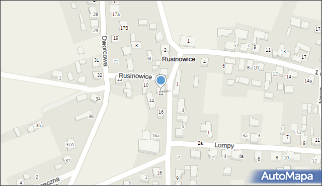 Rusinowice, Piaskowa, 12, mapa Rusinowice