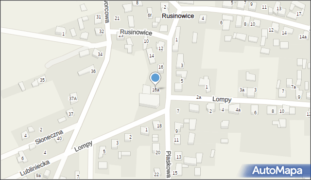 Rusinowice, Piaskowa, 16a, mapa Rusinowice