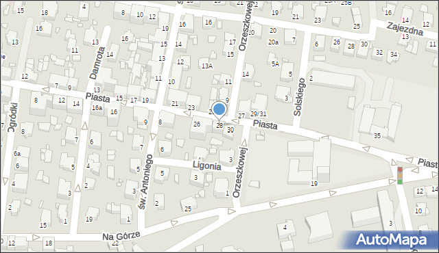 Rybnik, Piasta, 28, mapa Rybnika