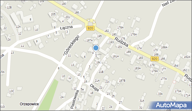 Rybnik, Piastowska, 1, mapa Rybnika