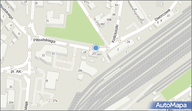 Rybnik, Piłsudskiego Józefa, marsz., 20B, mapa Rybnika