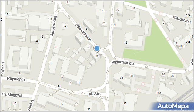 Rybnik, Piłsudskiego Józefa, marsz., 6, mapa Rybnika