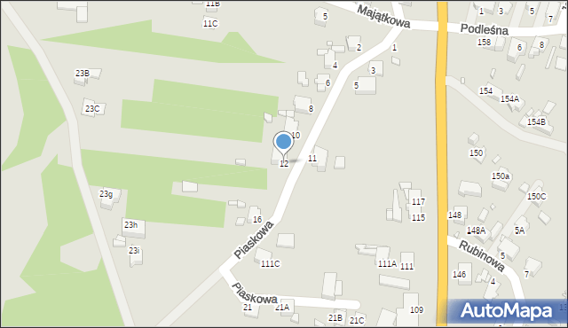 Rybnik, Piaskowa, 12, mapa Rybnika