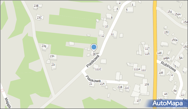 Rybnik, Piaskowa, 16, mapa Rybnika