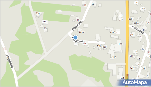 Rybnik, Piaskowa, 21, mapa Rybnika