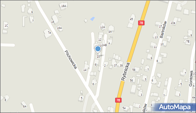 Rybnik, Pilchowicka, 10, mapa Rybnika