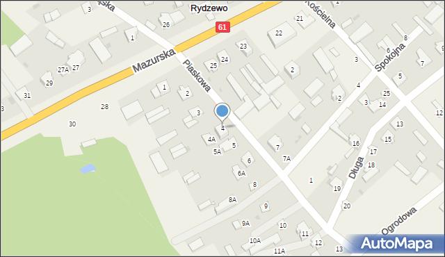 Rydzewo, Piaskowa, 4, mapa Rydzewo