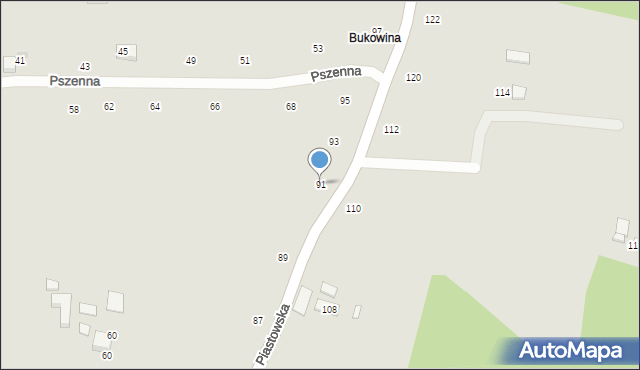 Ryglice, Piastowska, 91, mapa Ryglice