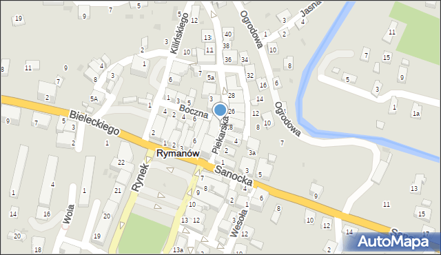 Rymanów, Piekarska, 1, mapa Rymanów