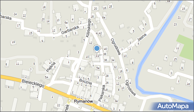 Rymanów, Piekarska, 11, mapa Rymanów