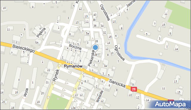 Rymanów, Piekarska, 18, mapa Rymanów