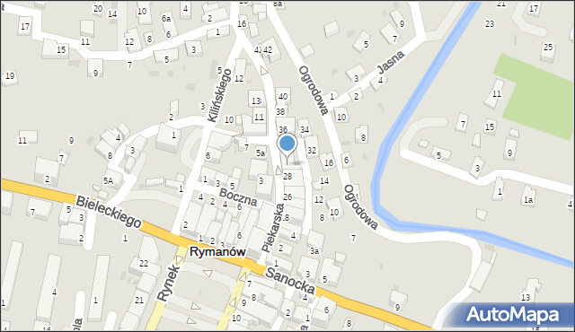 Rymanów, Piekarska, 30, mapa Rymanów