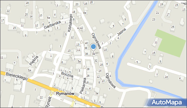 Rymanów, Piekarska, 34, mapa Rymanów
