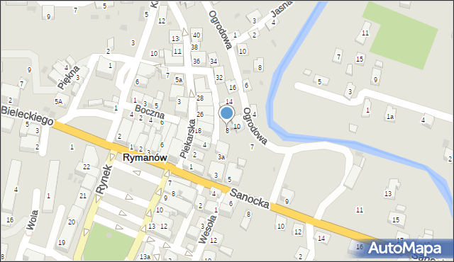 Rymanów, Piekarska, 8, mapa Rymanów