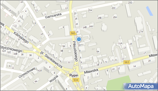 Rypin, Piłsudskiego Józefa, marsz., 10, mapa Rypin
