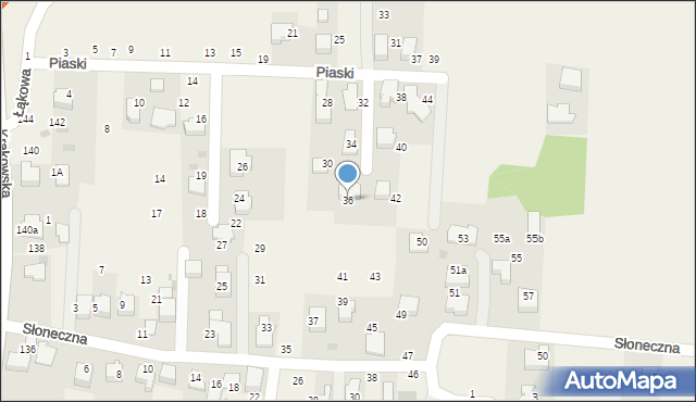 Rząska, Piaski, 36, mapa Rząska