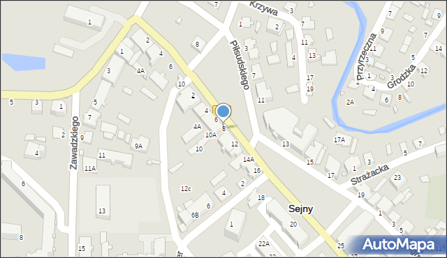 Sejny, Piłsudskiego Józefa, marsz., 8, mapa Sejny