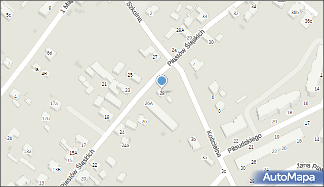 Siechnice, Piastów Śląskich, 28, mapa Siechnice