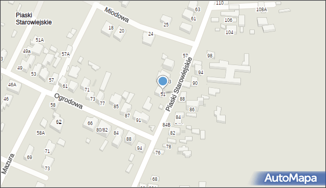 Siedlce, Piaski Starowiejskie, 51, mapa Siedlce