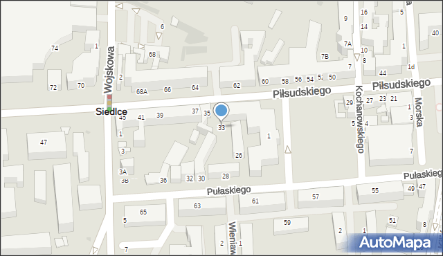 Siedlce, Piłsudskiego Józefa, marsz., 33, mapa Siedlce