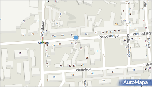 Siedlce, Piłsudskiego Józefa, marsz., 35, mapa Siedlce