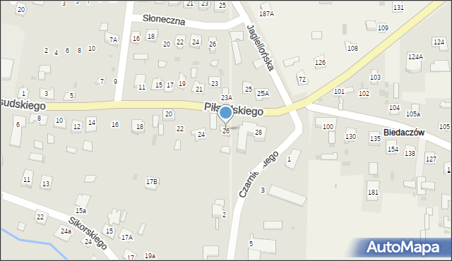 Sieniawa, Piłsudskiego Józefa, marsz., 26, mapa Sieniawa