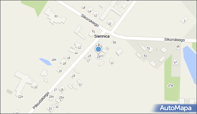 Siennica, Piłsudskiego Józefa, marsz., 13, mapa Siennica