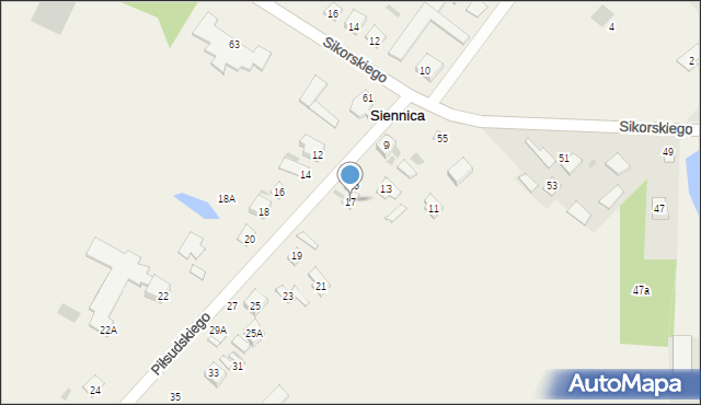Siennica, Piłsudskiego Józefa, marsz., 17, mapa Siennica