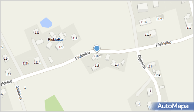 Sierakowice, Piekiełko, 116A, mapa Sierakowice