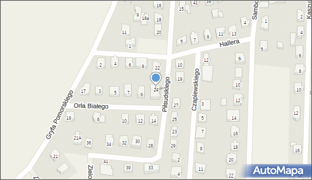 Sierakowice, Piłsudskiego Józefa, marsz., 24, mapa Sierakowice