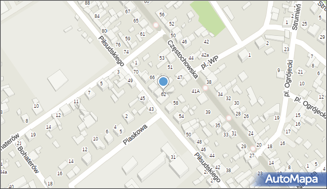 Siewierz, Piłsudskiego Józefa, marsz., 62, mapa Siewierz