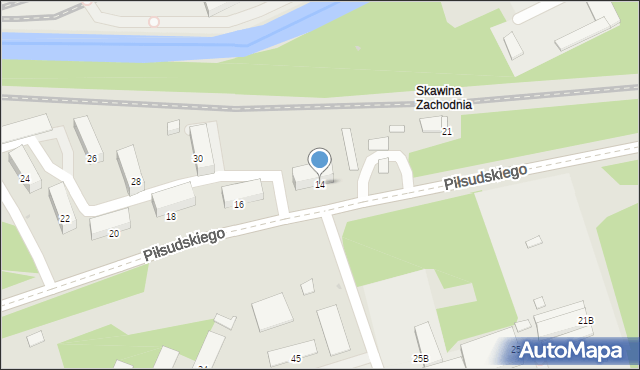 Skawina, Piłsudskiego Józefa, marsz., 14, mapa Skawina