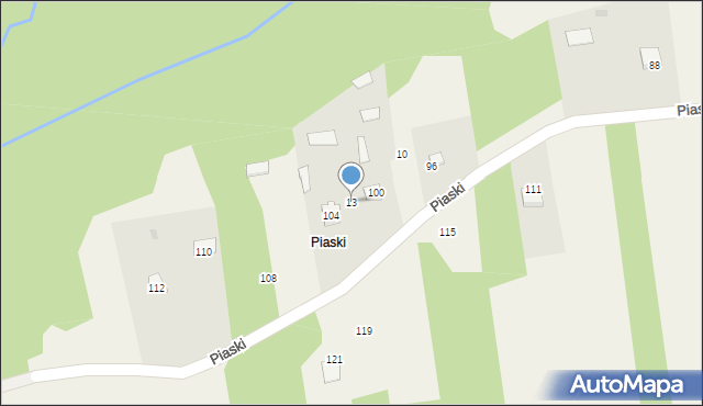 Skrzyszów, Piaski, 13, mapa Skrzyszów