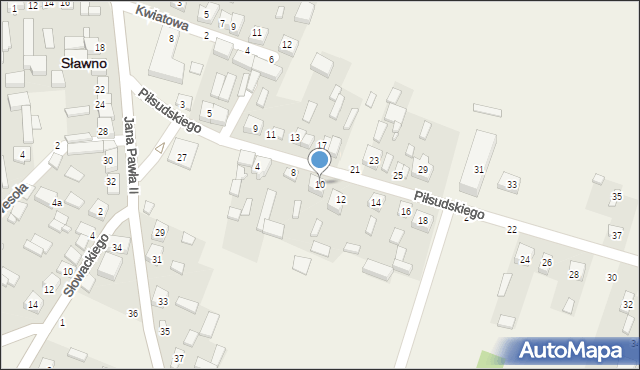 Sławno, Piłsudskiego Józefa, marsz., 10, mapa Sławno