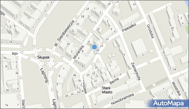 Słupsk, Piekiełko, 17, mapa Słupska