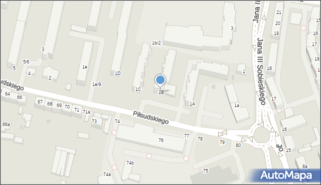 Słupsk, Piłsudskiego Józefa, marsz., 1B, mapa Słupska