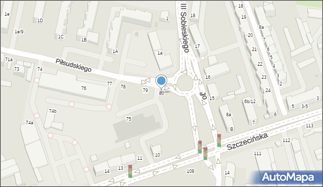 Słupsk, Piłsudskiego Józefa, marsz., 80, mapa Słupska