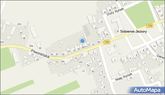 Sobienie-Jeziory, Piwonińska, 16, mapa Sobienie-Jeziory