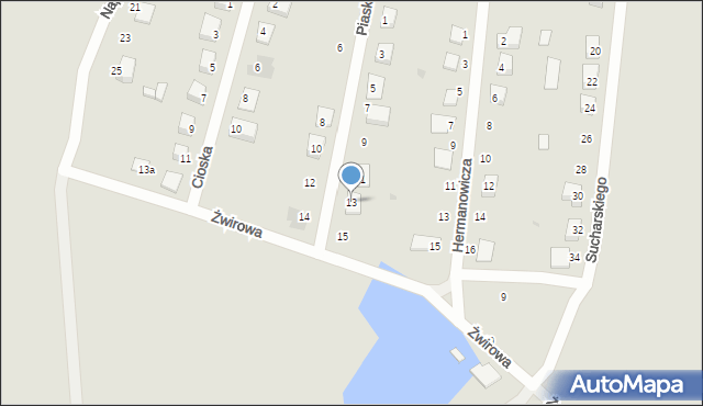 Sochocin, Piaskowa, 13, mapa Sochocin