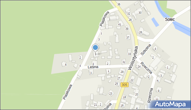 Solec, Piaskowa, 7, mapa Solec