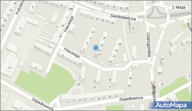 Sosnowiec, Pileckiego Witolda, rtm., 12, mapa Sosnowca