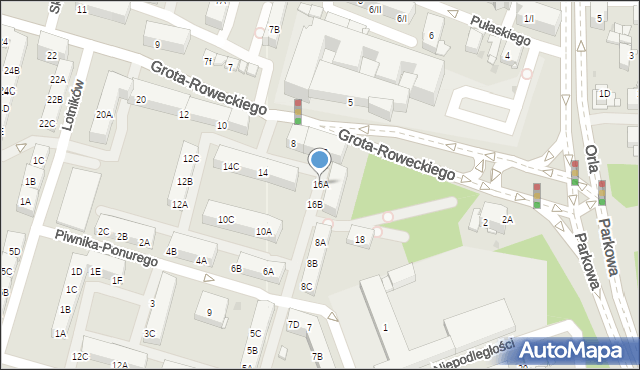 Sosnowiec, Piwnika-Ponurego Jana, mjr., 16A, mapa Sosnowca