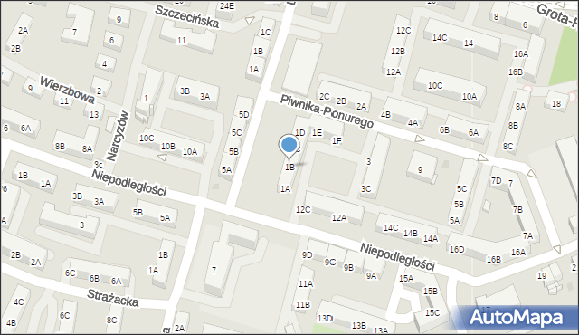 Sosnowiec, Piwnika-Ponurego Jana, mjr., 1B, mapa Sosnowca